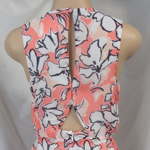 "BANANA REPUBLIC" PEACH MULTI FLORAL CASUAL CAREER CUT-OUT BACK DRESS SZE: 6 NWT - Picture 4 of 4